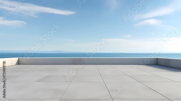 Fototapeta Dark concrete floor background infinite horizon sky panoramic scene