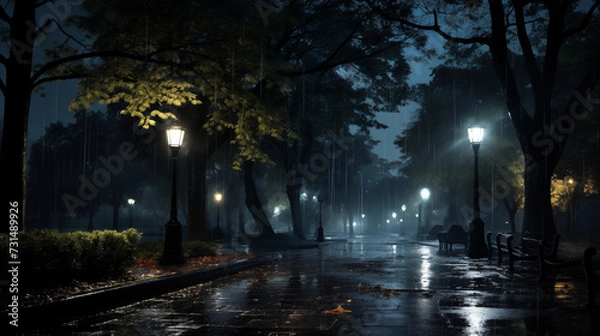 Obraz raining night landscape background