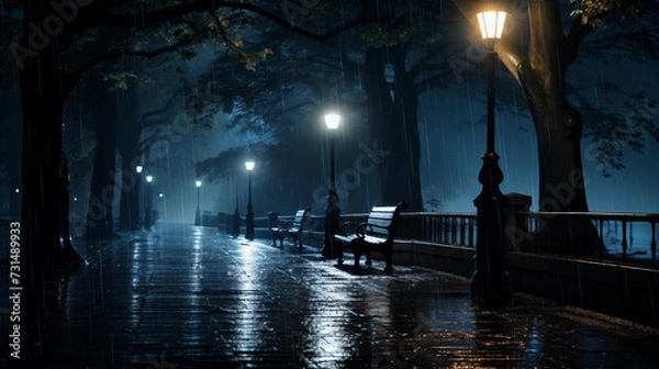 Obraz raining night landscape background
