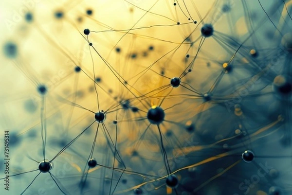 Fototapeta A detailed view of numerous water droplets resting on a smooth surface, Abstract interpretation of nanoscience, AI Generated