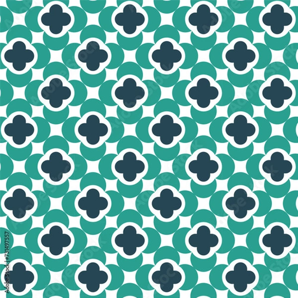 Obraz seamless pattern with flower shape design and tosca color