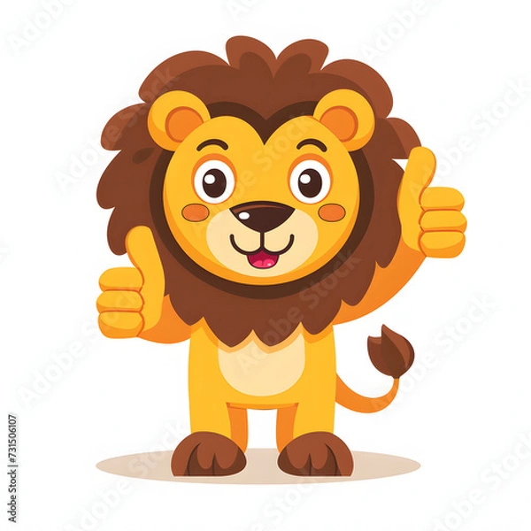 Fototapeta ライオンがthumbs up, いいねと親指を立ててgoodポーズしているイラスト