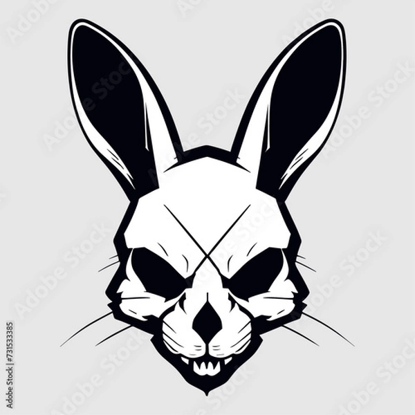 Fototapeta white rabbit skull head vector art