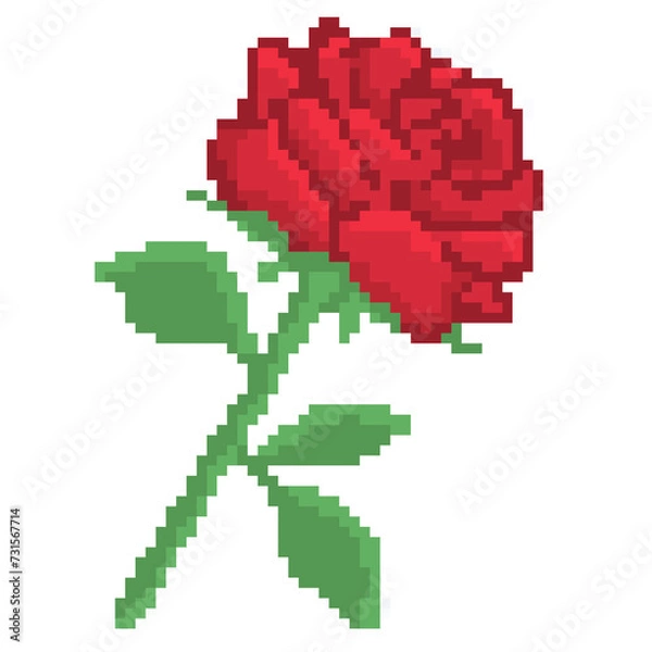 Fototapeta Red rose pixel art
