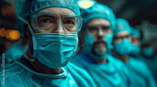 Fototapeta Portrait of Dedication Doctor in Lab Coat, Professionally Engaged with Camera