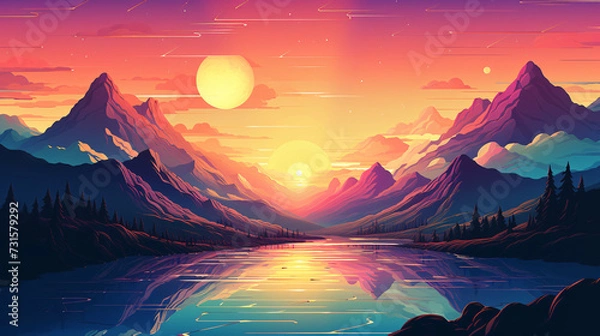 Obraz sunset in mountains