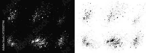 Obraz Set of dripping vector grunge splatter black and white brush stroke blood splash background. black and white grunge vector set of blood splash illustration brush line set