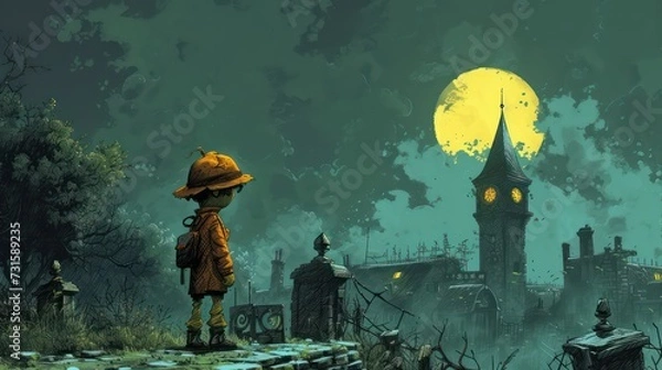 Fototapeta night scene with castle