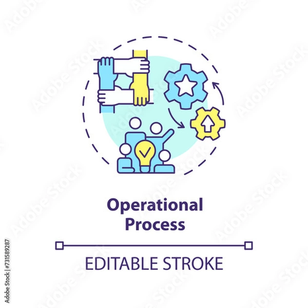 Fototapeta Operational process multi color concept icon. Circle member fulfill certain duties. Effectively work. Round shape line illustration. Abstract idea. Graphic design. Easy to use in promotional material