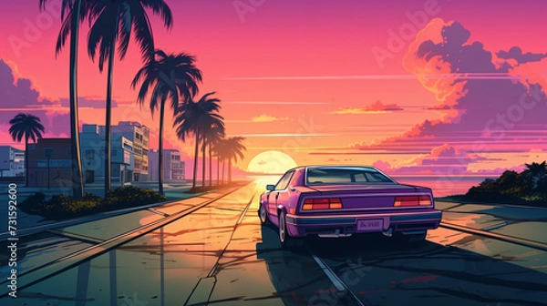 Obraz Laptop wallpaper retro style 