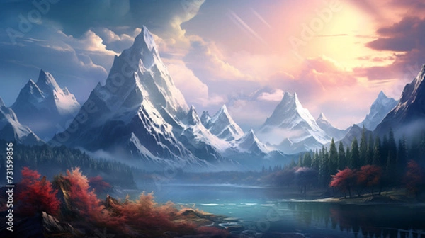 Obraz sunrise in the mountains