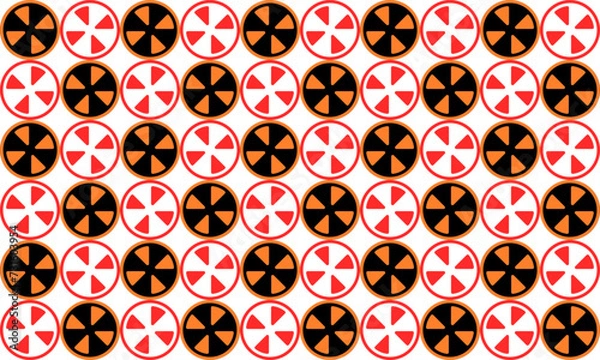 Fototapeta propeller orange brown red circle repeat seamless checkerboard chess design for fabric print, background 