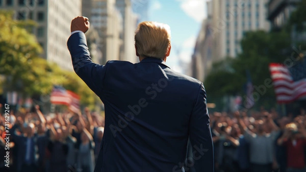 Obraz Back view of USA president during the presidential election