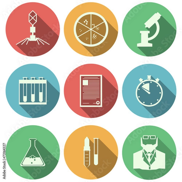 Fototapeta Flat vector icons for microbiology