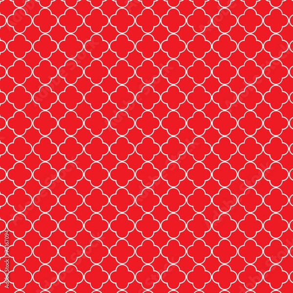 Fototapeta Red white quatrefoil pattern