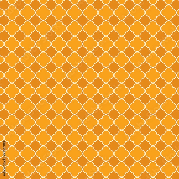 Fototapeta Repeating orange quatrefoil trellis background