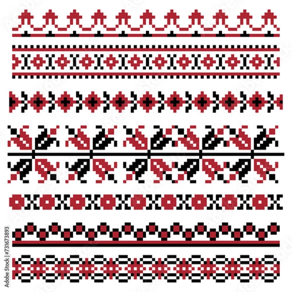 Fototapeta A set of Ukrainian embroidery ornaments. Vector illustration