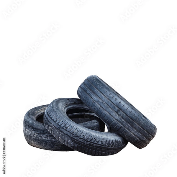 Fototapeta Three old tires isolated on transparent background