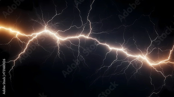 Fototapeta Roaring thunderstorm, shocking lightning shines in the dark sky