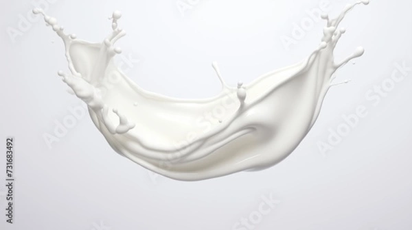 Fototapeta A visually striking image capturing a dynamic splash of milk or cream, meticulously cut out against a clean white background 