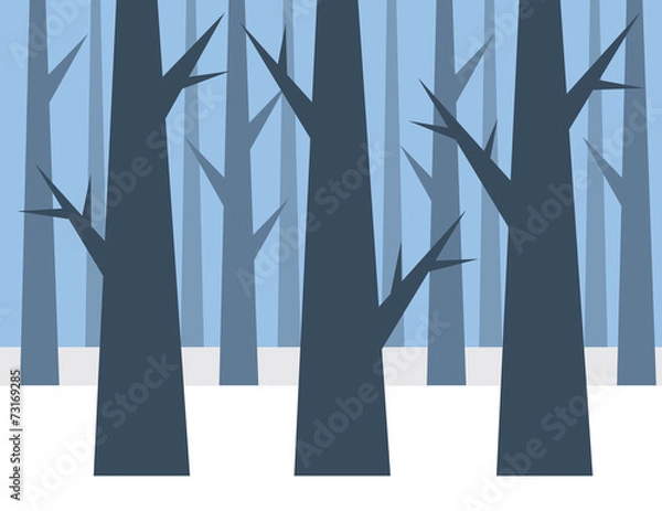Fototapeta Blue forrest in the winter with snow