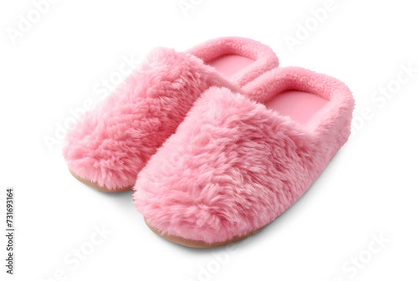 Fototapeta Pair of slippers isolated on a white background. Generative AI.