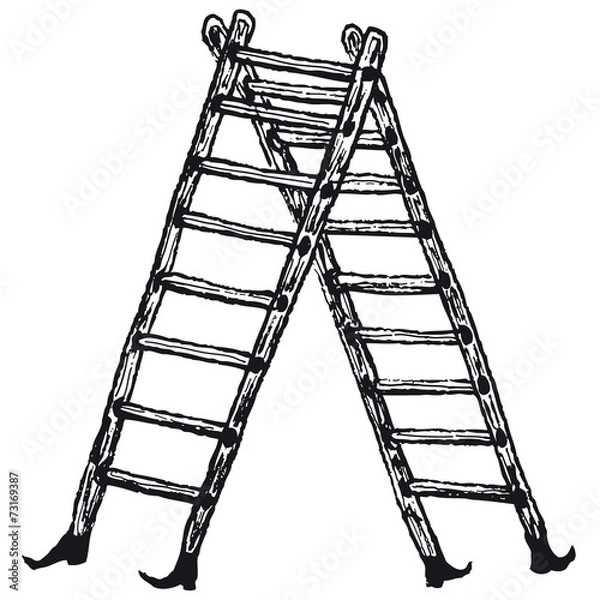 Fototapeta Hand drawn isolated stepladder