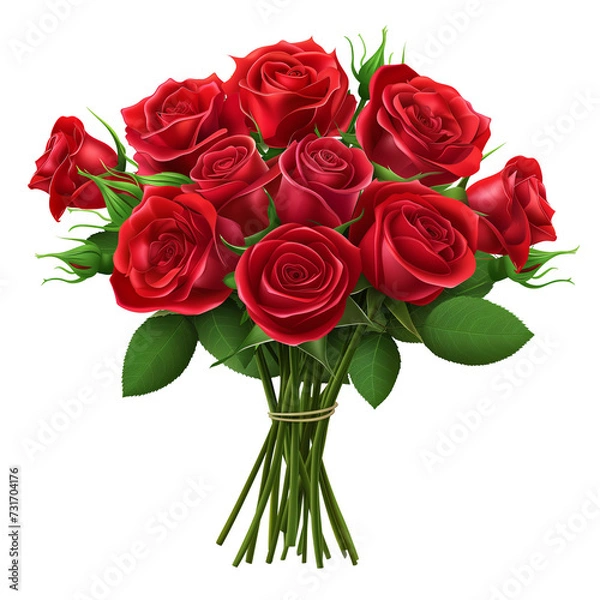 Fototapeta bouquet of red roses,isolated on transparent background
