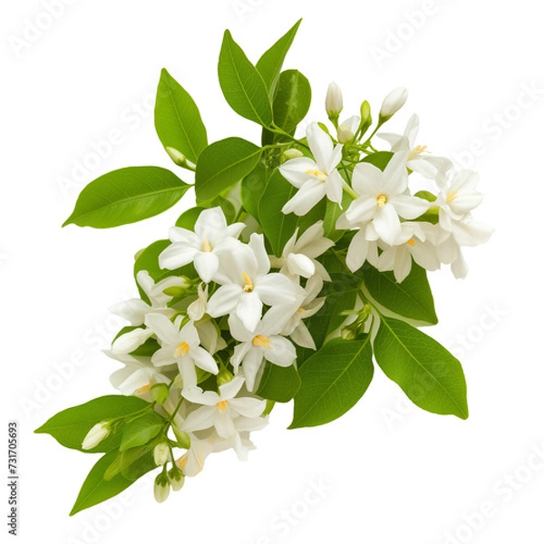 Fototapeta a bush of jasmine flowers, isolated on transparent background