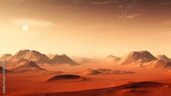 Fototapeta Sand dunes in desert landscape, 3d rendering of beautiful desert