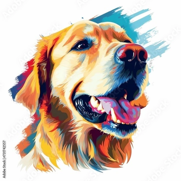 Obraz AI generated illustration of a golden retriever portrait in watercolor