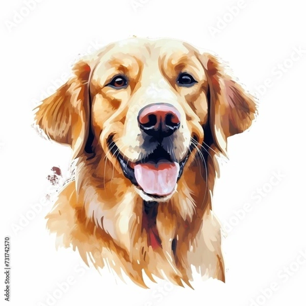 Obraz AI generated illustration of a golden retriever portrait in watercolor