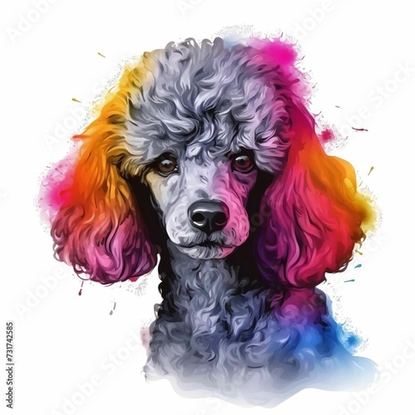 Obraz AI generated illustration of a poodle portrait in watercolor