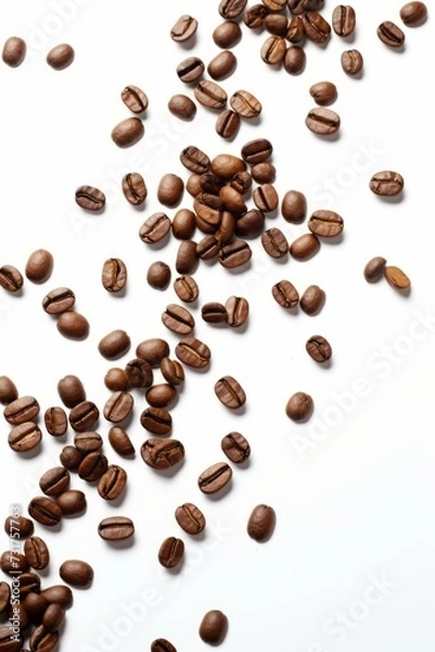 Obraz Falling Coffee Beans Cascade - High-Quality Isolated Image on White Background