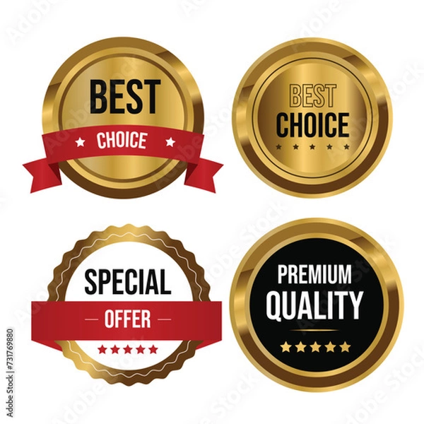 Obraz Set of quality badges and labels. Best choice label, premium quality, special offer vector illustration