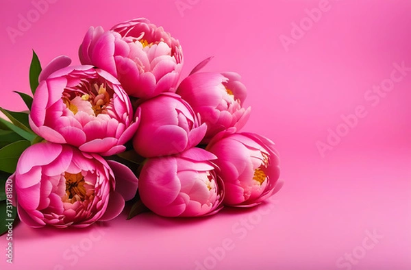 Fototapeta peonies on a pink background with space for text