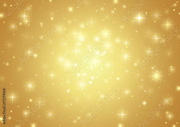Fototapeta Gold Background With Stars - Holiday Pattern