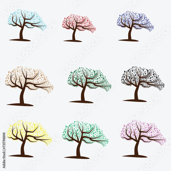 Obraz Illustration multiple colorful tree icon material.