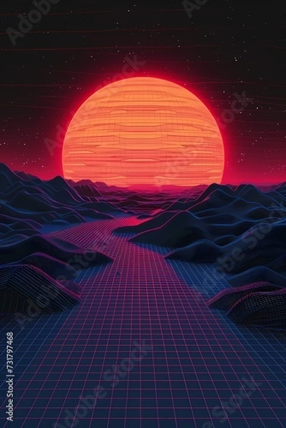 Fototapeta Sunset on tropical beach with palm tree generated ai.