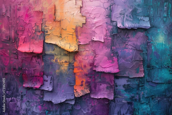 Fototapeta A deeply emotional abstract painting, with layers of paint and texture representing a journey through personal memories and feelings