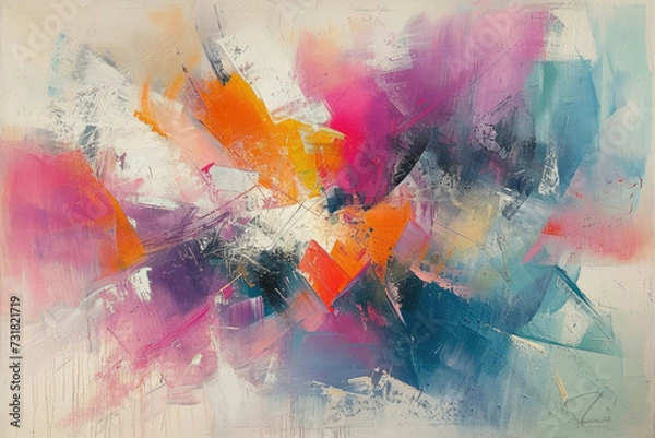 Fototapeta A painting capturing the essence of a jazz melody in abstract form, with rhythmic brushstrokes and a harmonious blend of colors