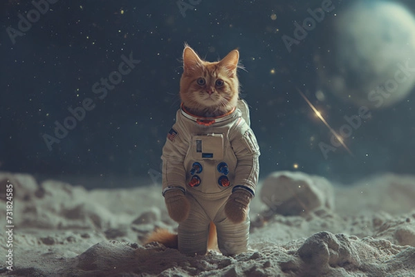 Fototapeta A little cat on the moon