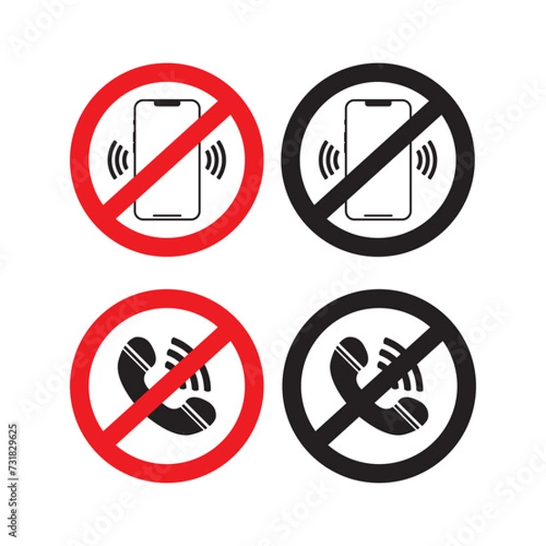 Fototapeta No phone icon set. Turn off phone icon set. Vector illustration.