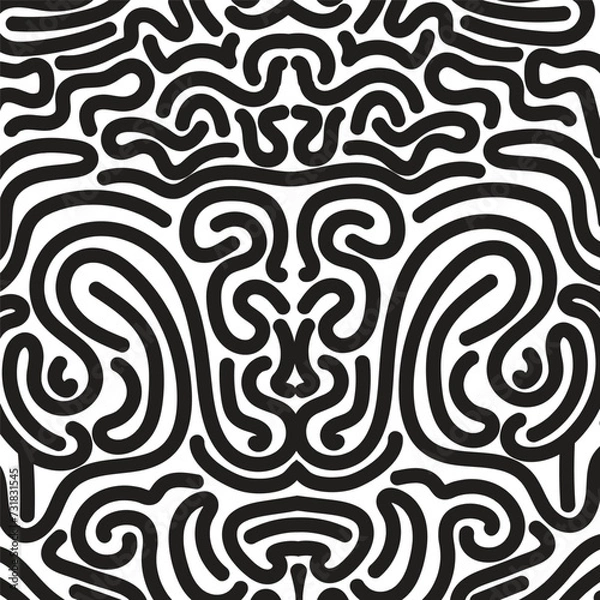 Fototapeta doodle abstract black and white seamless pattern