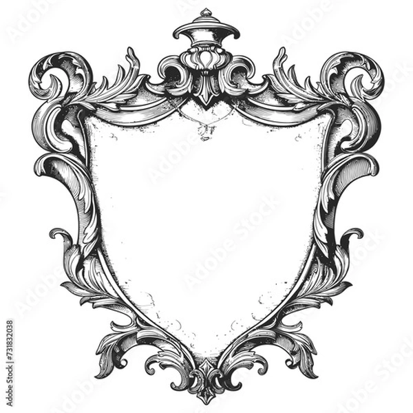 Obraz shield element with old engraving style