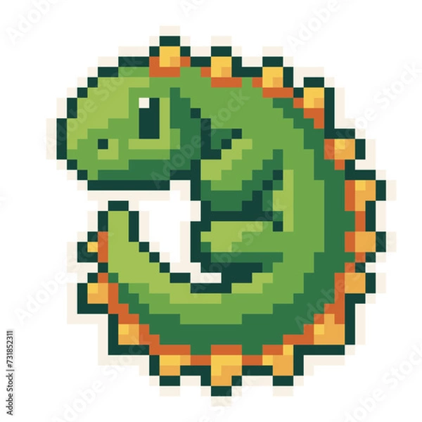 Fototapeta Lizzard - Cute Kawaii Cartoon Pixel Art Animal Reptile Icon Vector