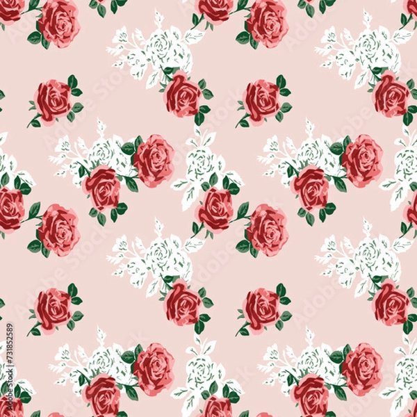 Fototapeta seamless flower with  design pattern on background