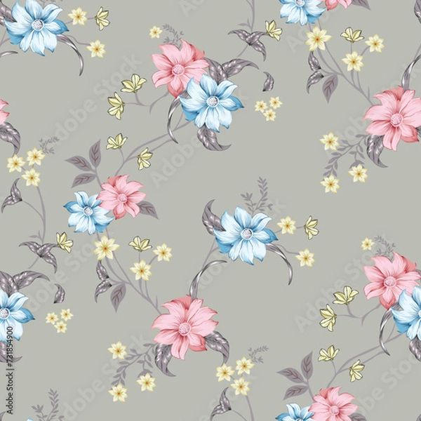 Fototapeta seamless flower with  design pattern on background