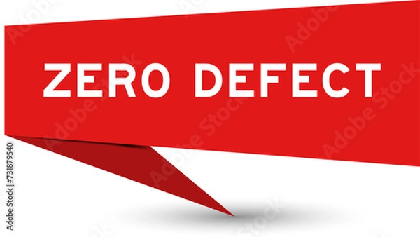 Fototapeta Red color speech banner with word zero defect on white background