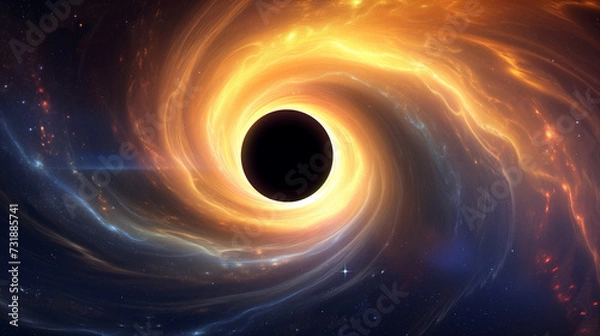 Fototapeta 우주의 심연, 블랙홀을 둘러싼 별빛의 궤적